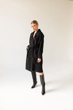 Oversized kasjmier jas zwart