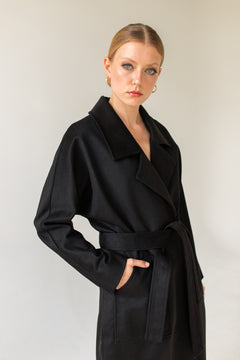 Oversized kasjmier jas zwart