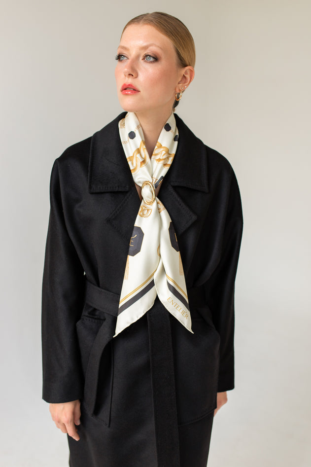 Oversized kasjmier jas zwart