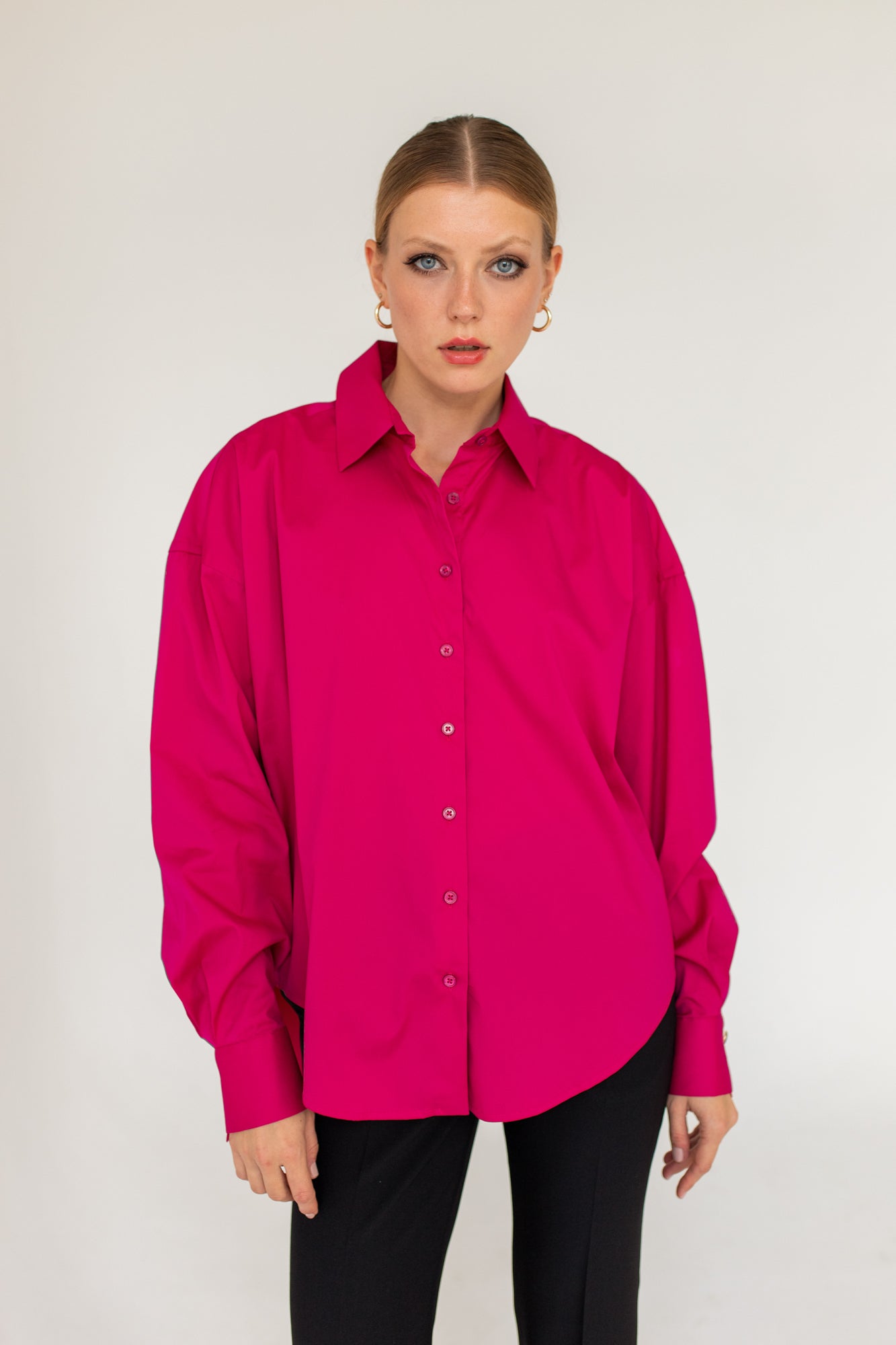 Klassiek oversize shirt fuchsia
