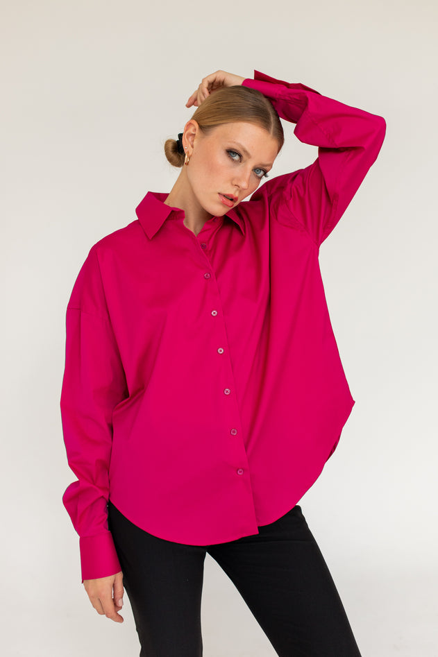 Klassiek oversize shirt fuchsia