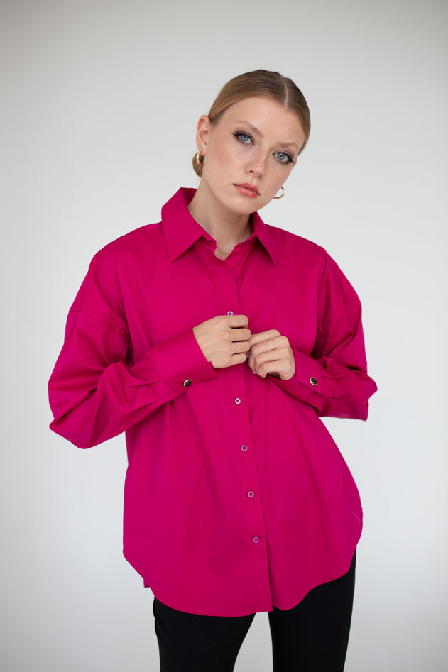 Klassiek oversize shirt fuchsia