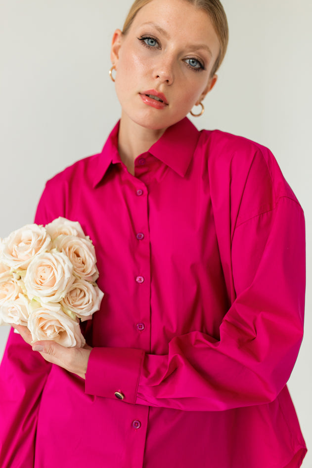 Klassiek oversize shirt fuchsia