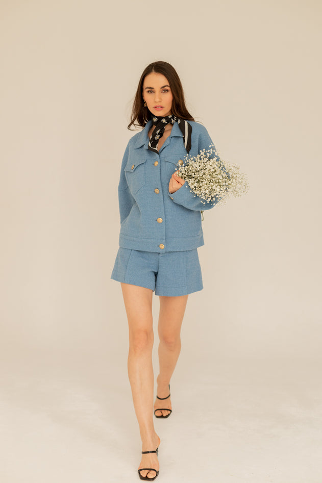 Enteliér Tweed jasje blauw