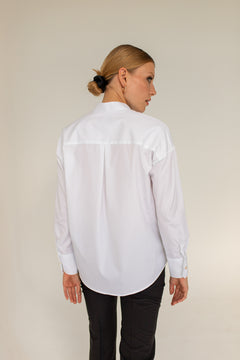 Shirt met een stand-up kraag wit