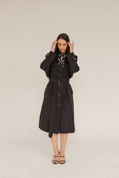 Zwarte oversized trench jas