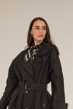 Zwarte oversized trench jas