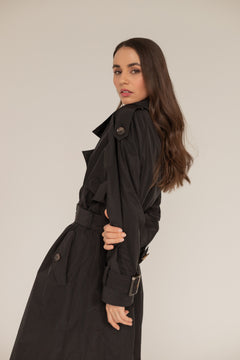 Zwarte oversized trench jas