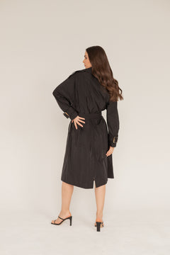 Zwarte oversized trench jas