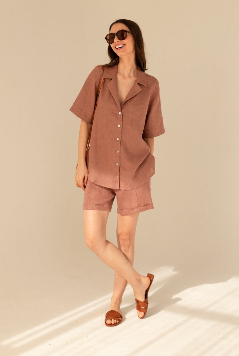 Cassis Linnen Set Licht Chocolade