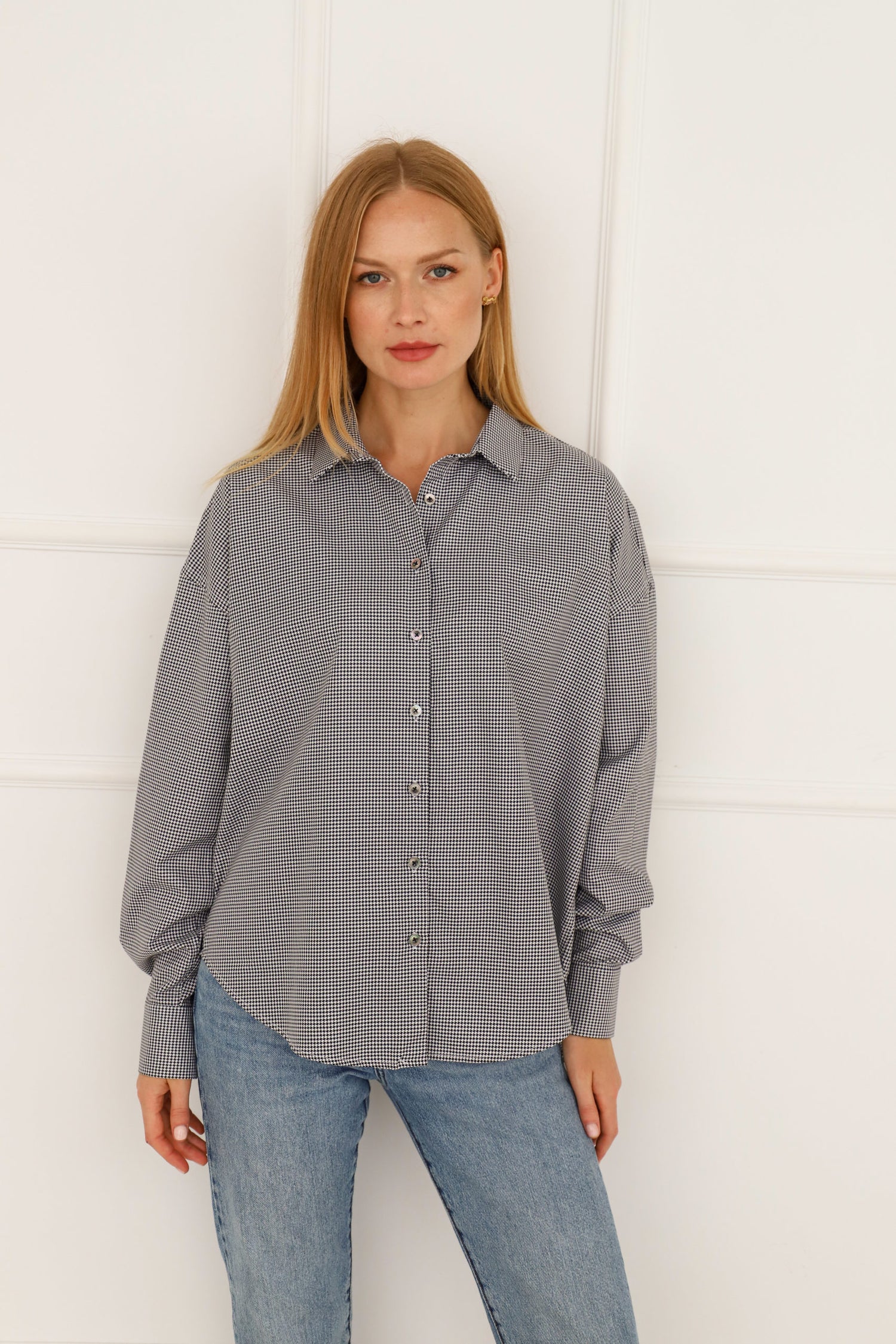 Klassiek oversized shirt pepite patroon