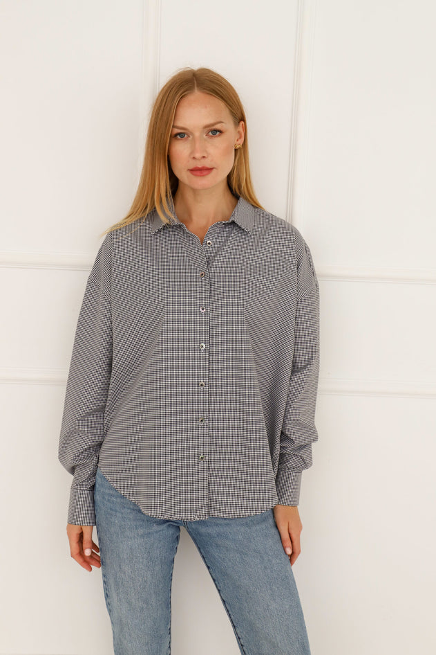 Klassiek oversized shirt pepite patroon