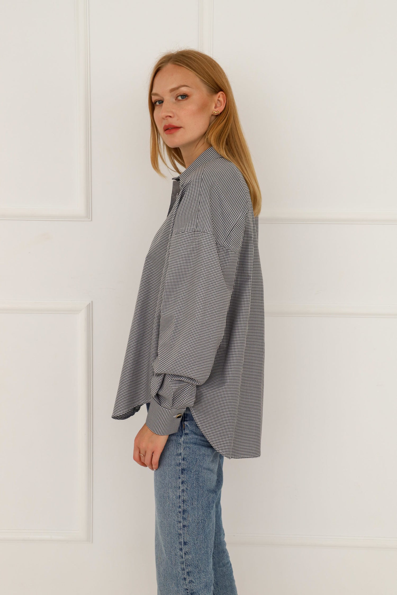 Klassiek oversized shirt pepite patroon
