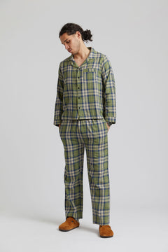 Jim Jam heren pyjamaset katoen dennengroen