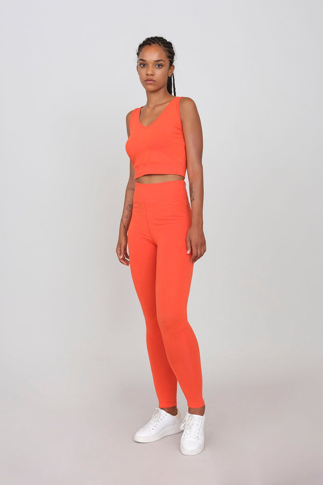 Sporty Set Leggings And Top Orange