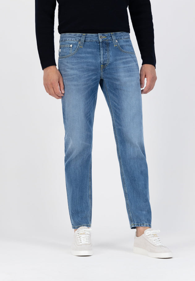 Regelmatig dunn stretch jeans medium versleten