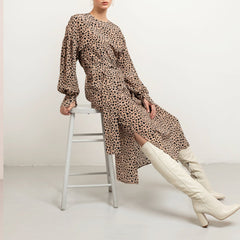 Midi Round Neck Sunday Silk Dress Dots