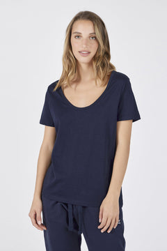 Deep Neck Jersey T-Shirt Blue