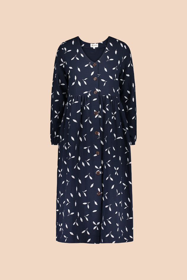 Knop jurk indigo wind