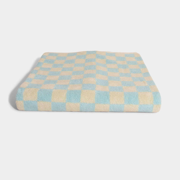 Homehagen Check Bath Towel Pale Blue