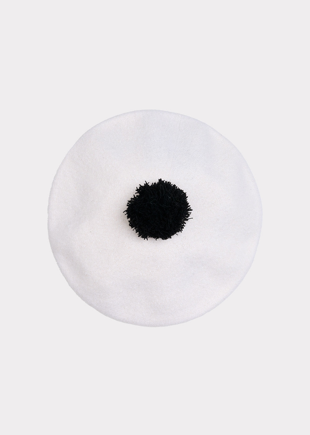 Pom Pom muts wit/zwart
