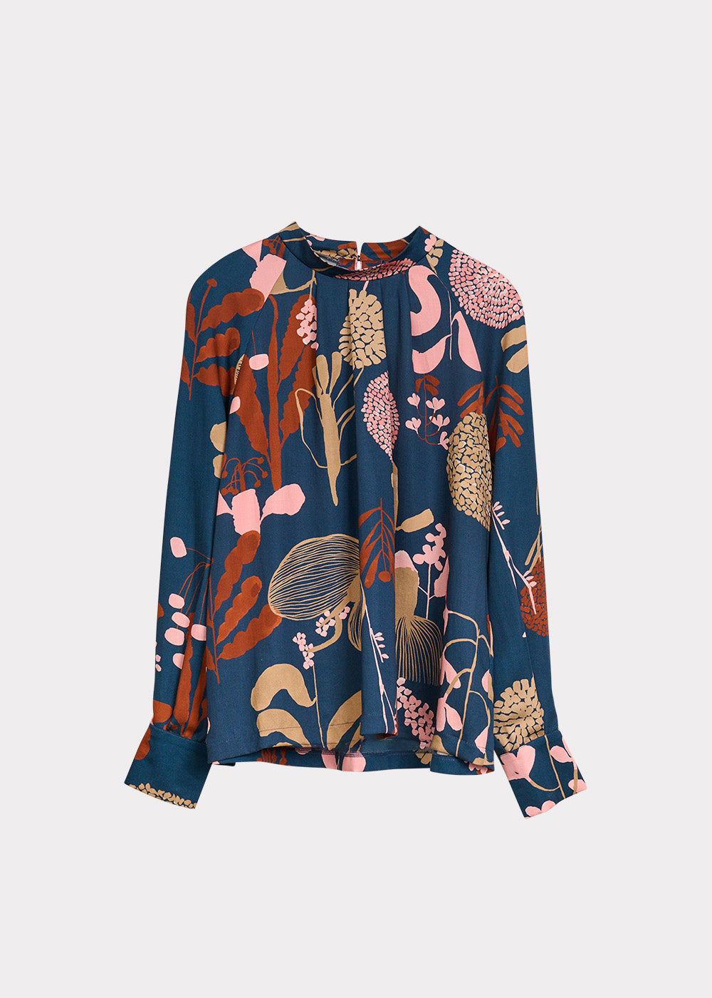 Pleated Blouse Wild Garden Petrol
