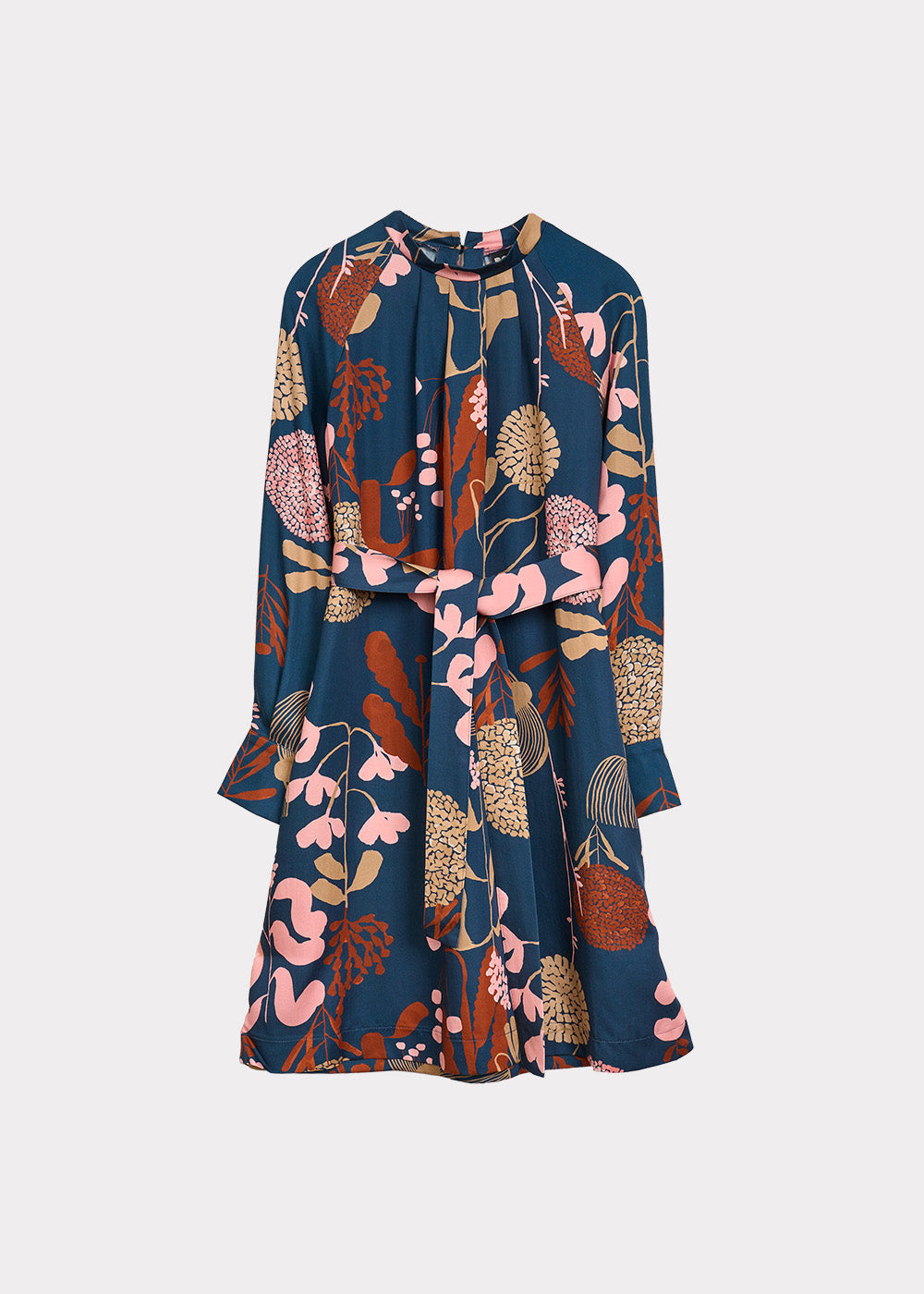 Pleated Mini Dress Wild Garden Dark Petrol