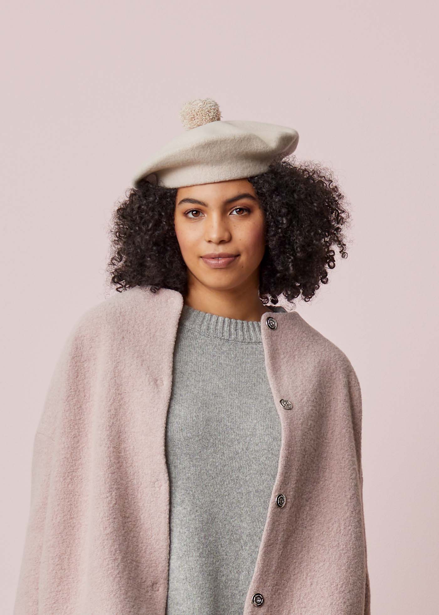 Pom Pom baret Wit zand