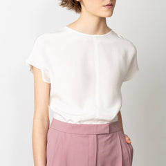 Revolution Short Sleeve Silk Top Off White