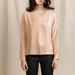 Revolution V-neck Silk Blouse Pink