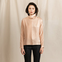 Revolution Cowl Neck Silk Blouse Pink