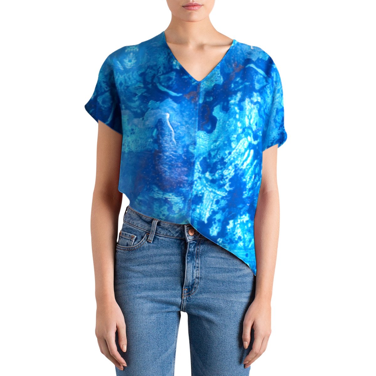 Revolution Zijden Top Blauw Kluis