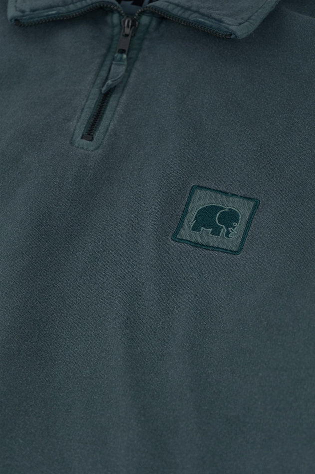 Saus pigment geverfd halve zip trui iep groen