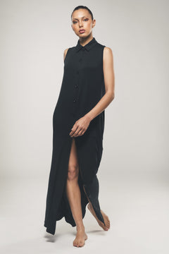 Mouwloze shirtjurk in zwart