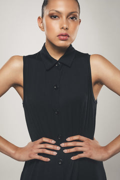 Mouwloze shirtjurk in zwart