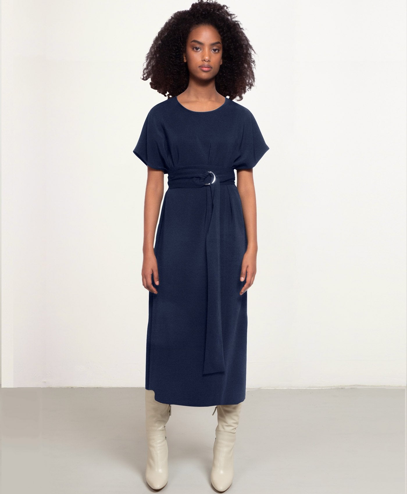 Midi Zondag Jurk In Marine Blauw