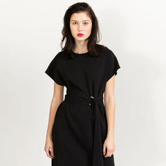 Sunday Dress Long With Short Sleeves Black