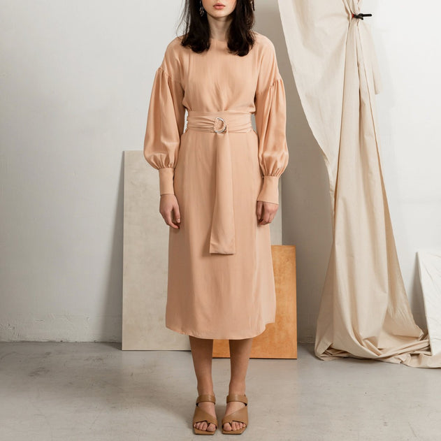 Sunday Silk Midi Dress In Powder Pink – - Main Image
