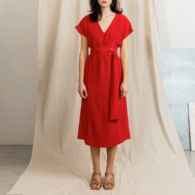 Sunday Midi Silk Dress With V-neck