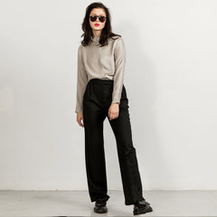 Swipe Wide Leg Long Wool Pants