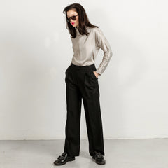 Swipe Wide Leg Long Wool Pants