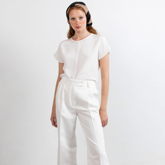 Swipe Pleated Wide Leg Pants Long