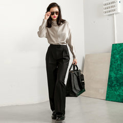 Swipe Wide Leg Long Wool Pants