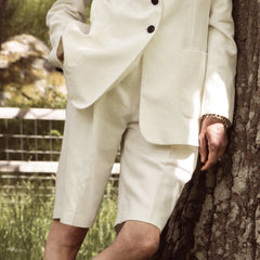 Swipe Pleated Linen Mix Shorts