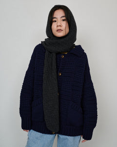 Radvilaitė Wool Hooded Scarf Charcoal