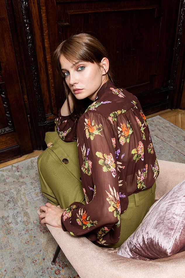 Greta Lame Bloemenprint Sheer Blouse