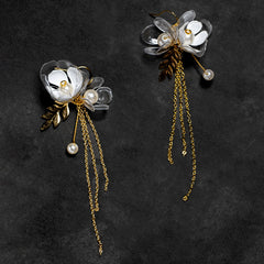 Gerecyclede sieraden - drievoudige jasmijndruppel oorbellen