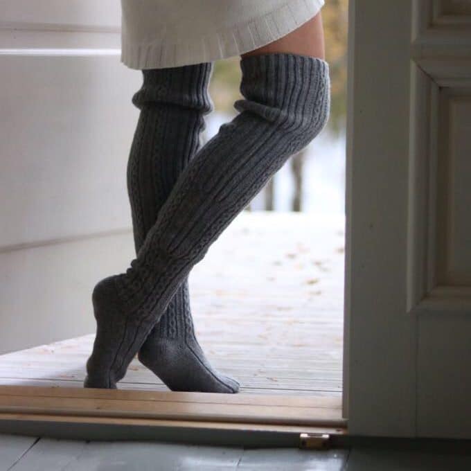 Wol lange sokken grijs