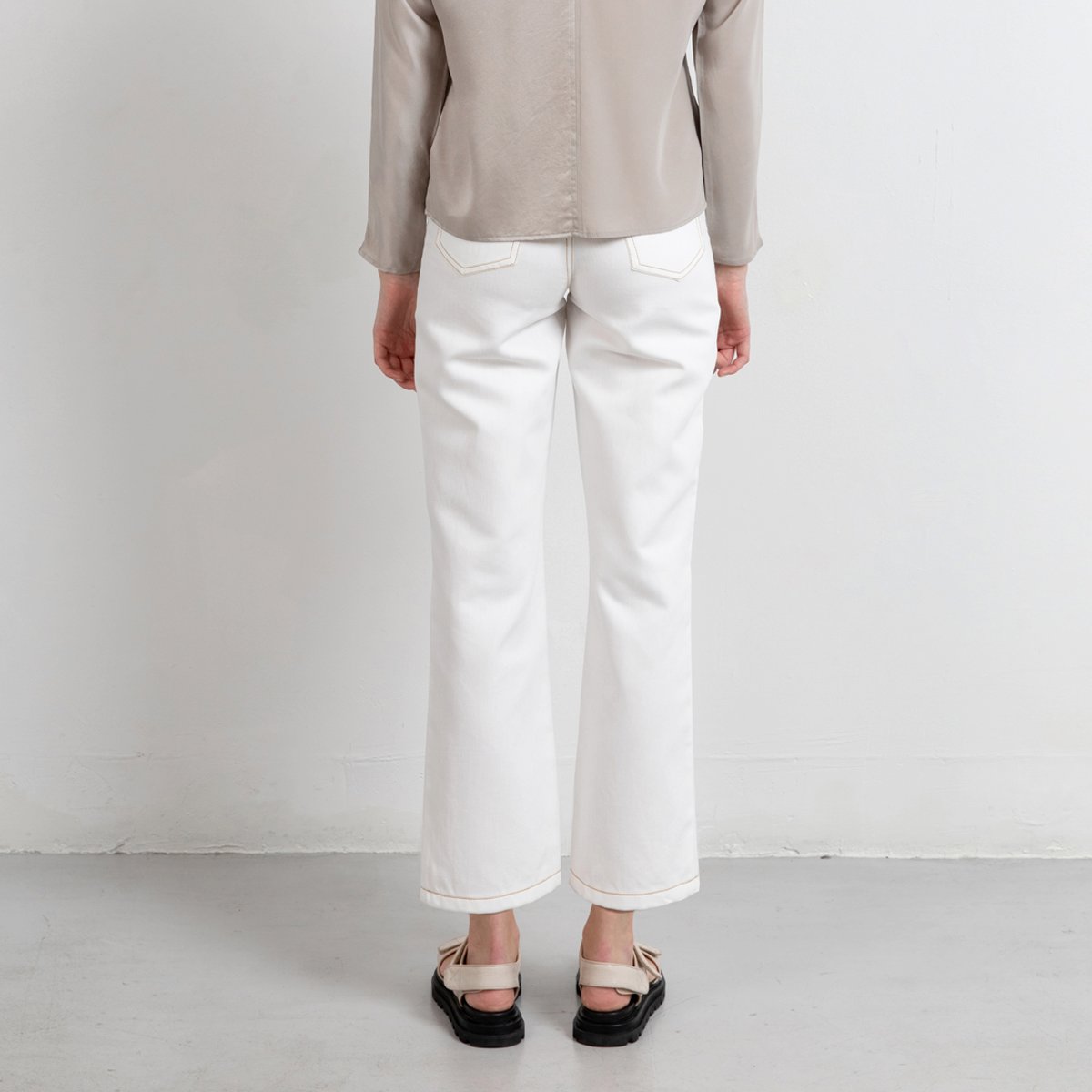 Cropped wijde pijpen linnen mix 5-pocket broek