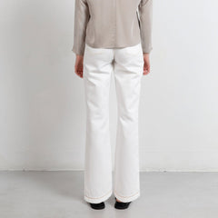 Long White Wide Leg 5-Pocket Pants